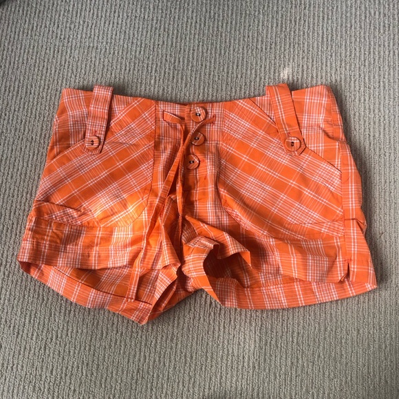 Powder Room Pants - 💥3/$10 Powder Room Orange Plaid Shorts Size 3